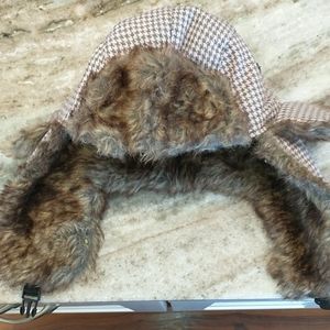Fur Adult Bomber Hat In Plaid
